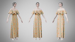 3D model Dress 18 Retro Geometric Abstract