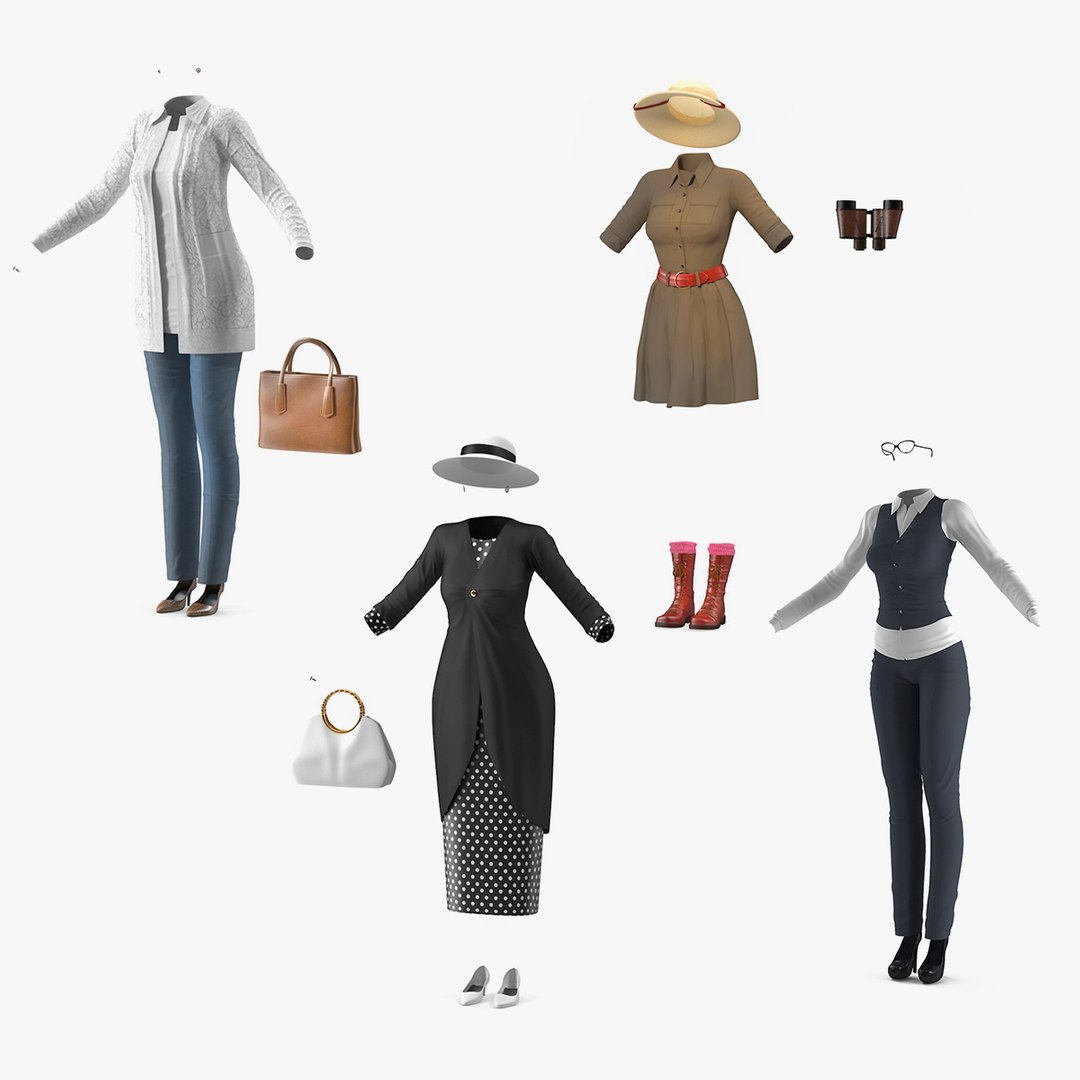 Womens Costumes Collection 2 3D model preview