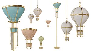 3D model Flying balloon themed lamp collection