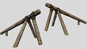 3D log ramp defense pbr model