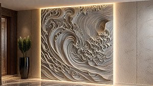 3D Wall Panel mural decor set relief stl 11