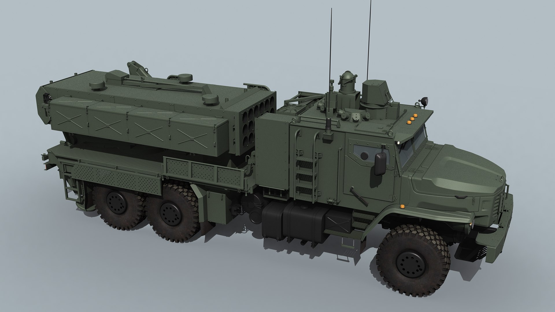 Russian MLRS model https://p.turbosquid.com/ts-thumb/6a/L9wGCS/1F/tos2_prev14/jpg/1700981578/1920x1080/fit_q87/7c5b4c3edd85d56a4e97a3ec305d2a2fe49f78ff/tos2_prev14.jpg