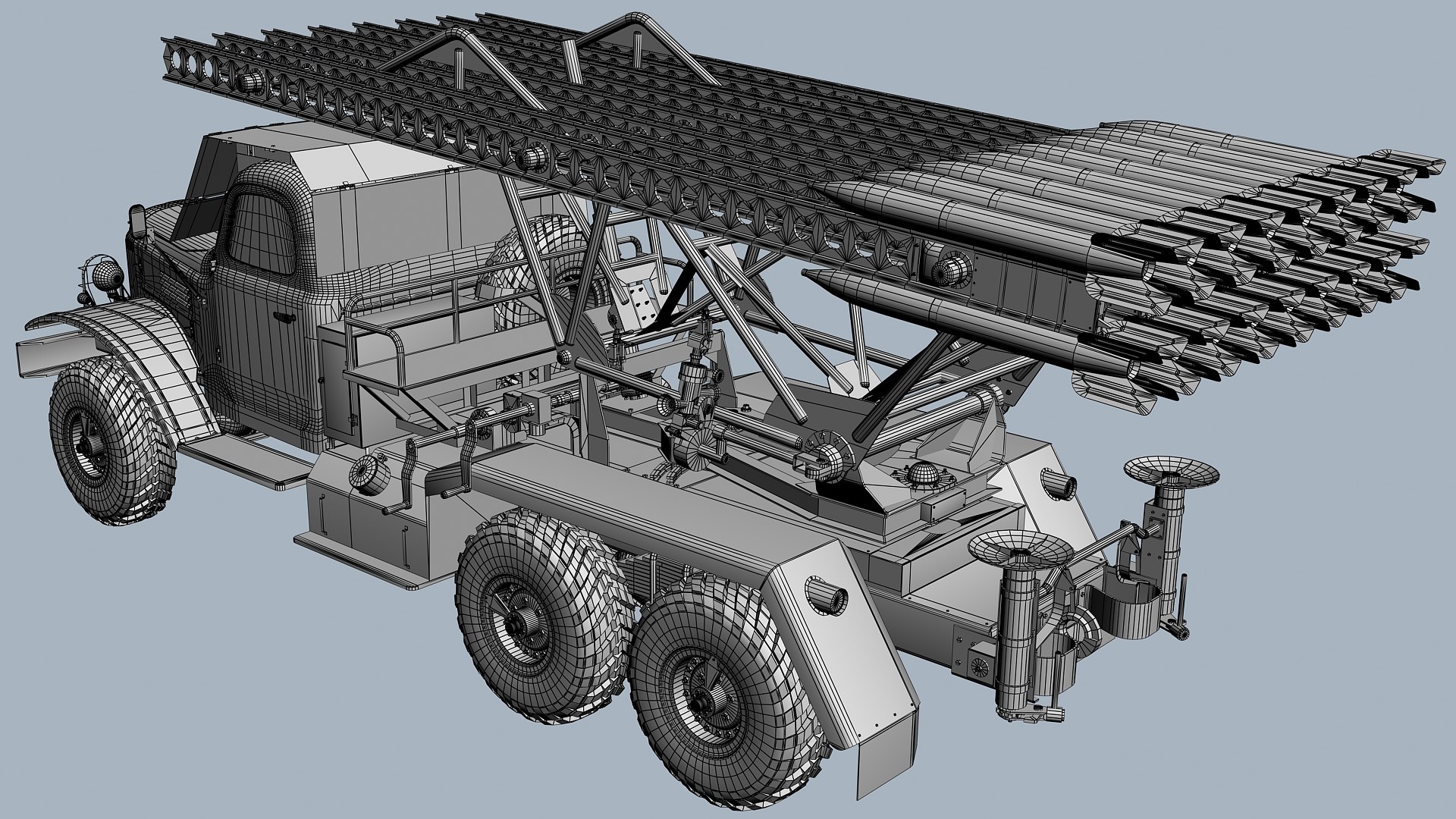 Russian MLRS model https://p.turbosquid.com/ts-thumb/6a/L9wGCS/od/katyusha_prev12/jpg/1700981520/1920x1080/fit_q87/6863682698ba94c9c00597222e6cd1c32148b9cf/katyusha_prev12.jpg