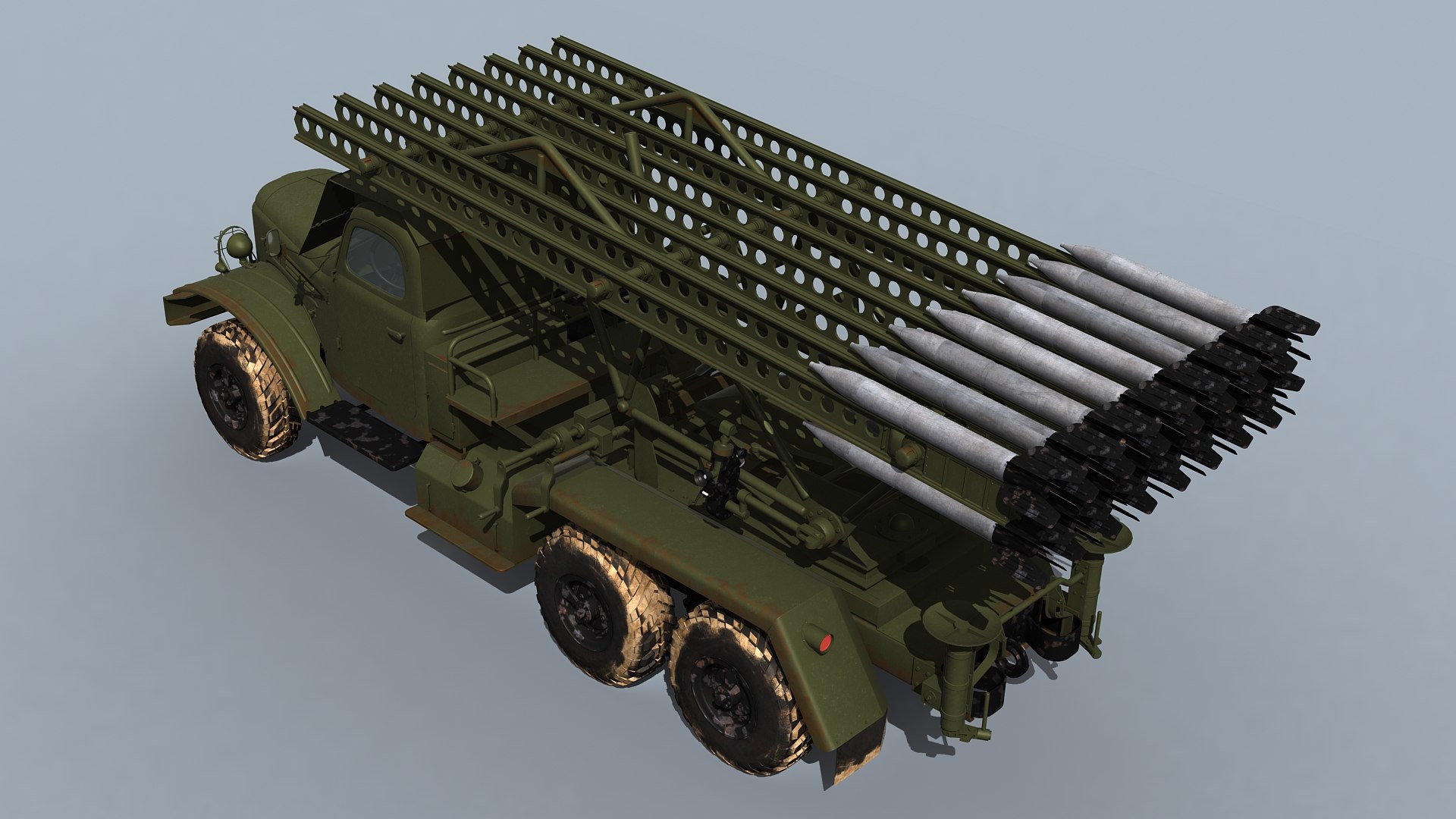Russian MLRS model https://p.turbosquid.com/ts-thumb/6a/L9wGCS/zx/katyusha_prev10/jpg/1700981518/1920x1080/fit_q87/5e68077eade58885b926823c0feee73b79785be0/katyusha_prev10.jpg