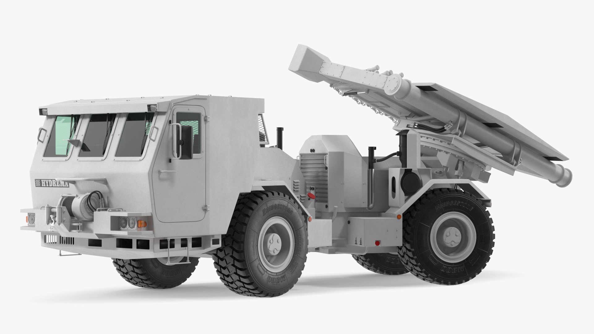 White Mine Clearing Vehicle Hydrema 910 Rigged 3D model preview
