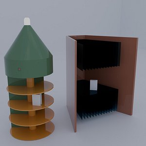 3D Bookshelves in the shape of a book and a pencil model