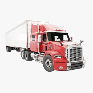 Generic Semi Truck Sleeper Cab and Refrigerated US Trailer - Rusted