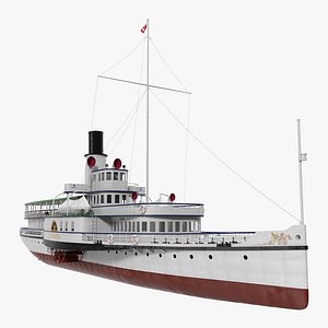 Steam Paddle Ship Stadt Rapperswil Rigged 3D Model