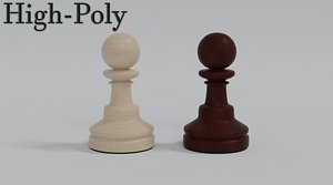 Wooden Chess Pawn - Realistic Piece 3D