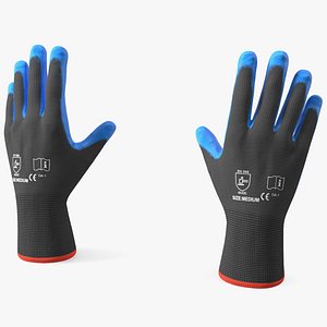 Safety Work Gloves Gray Blue 3D