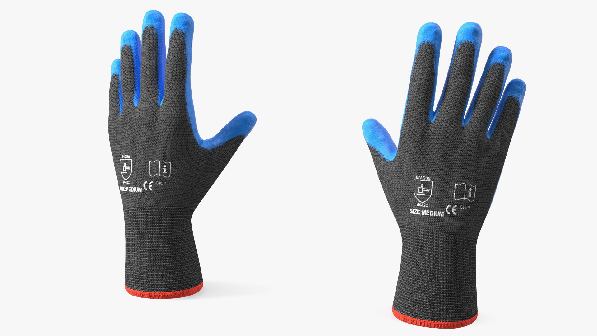 Safety Work Gloves Gray Blue 3D model preview