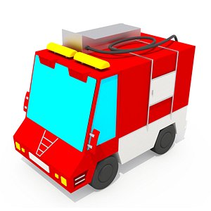 Fire Truck Cartoon Car Low Poly