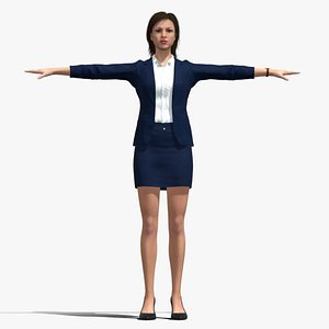 3D T-Pose Rigged Business woman model