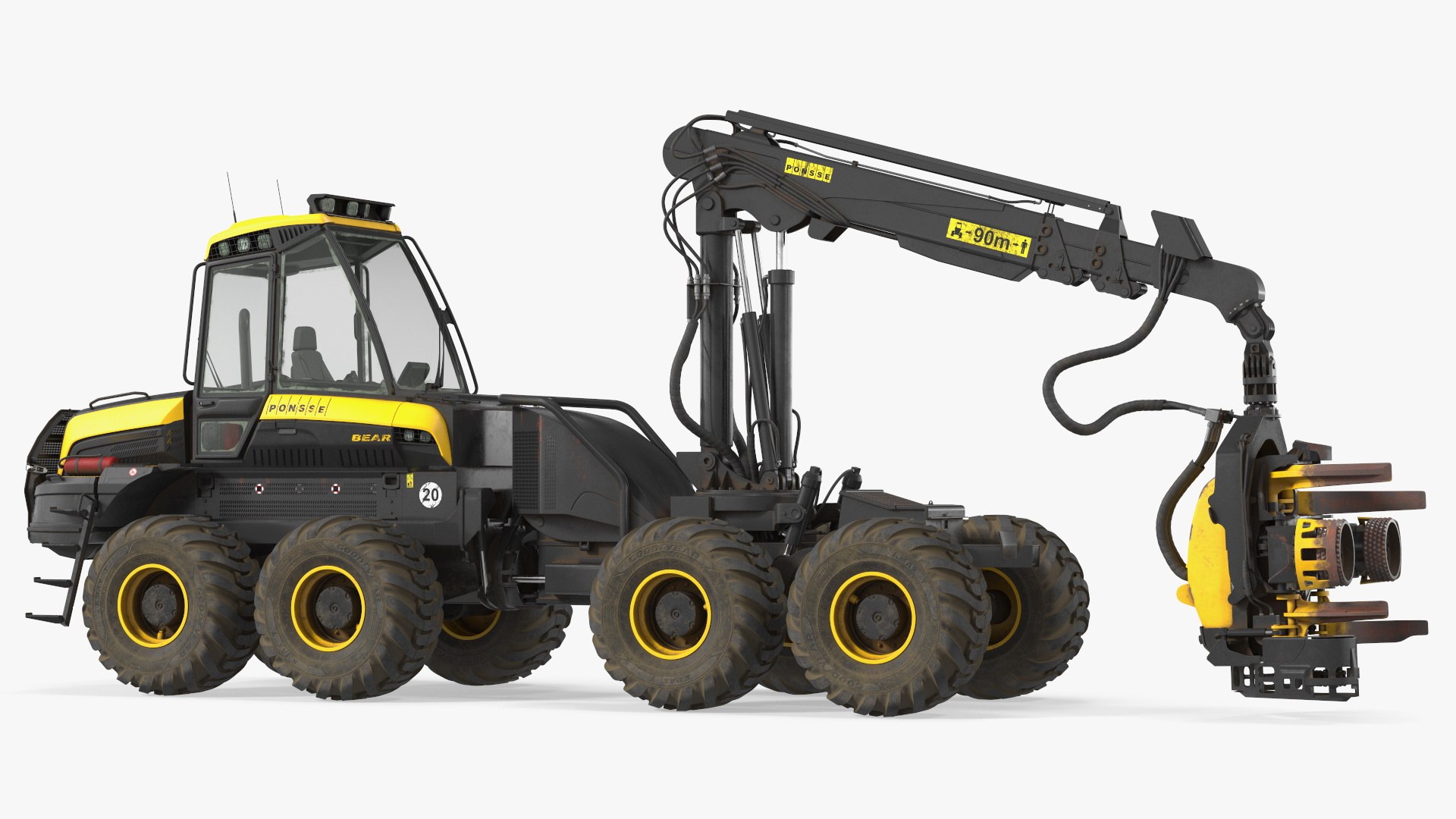 Forestry Harvester PONSSE Bear 8W Dirty Rigged 3D model preview