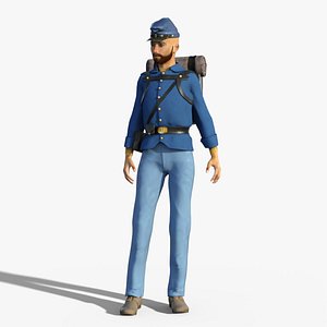 American Civil War Union Officer - Billy Yankee Rigged Low-poly 3D model
