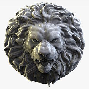Lion head Sculpture bas-relief for cnc