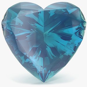 3D Heart Shape Aquamarine model