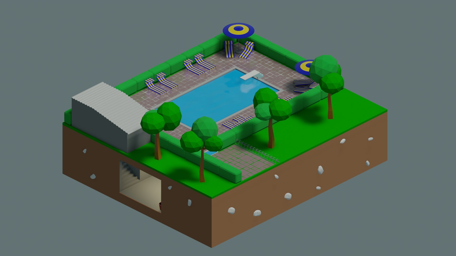 3D model complex low poly pool - TurboSquid 2010463