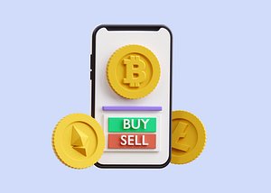 3D Crypto Market 3D Illustration model