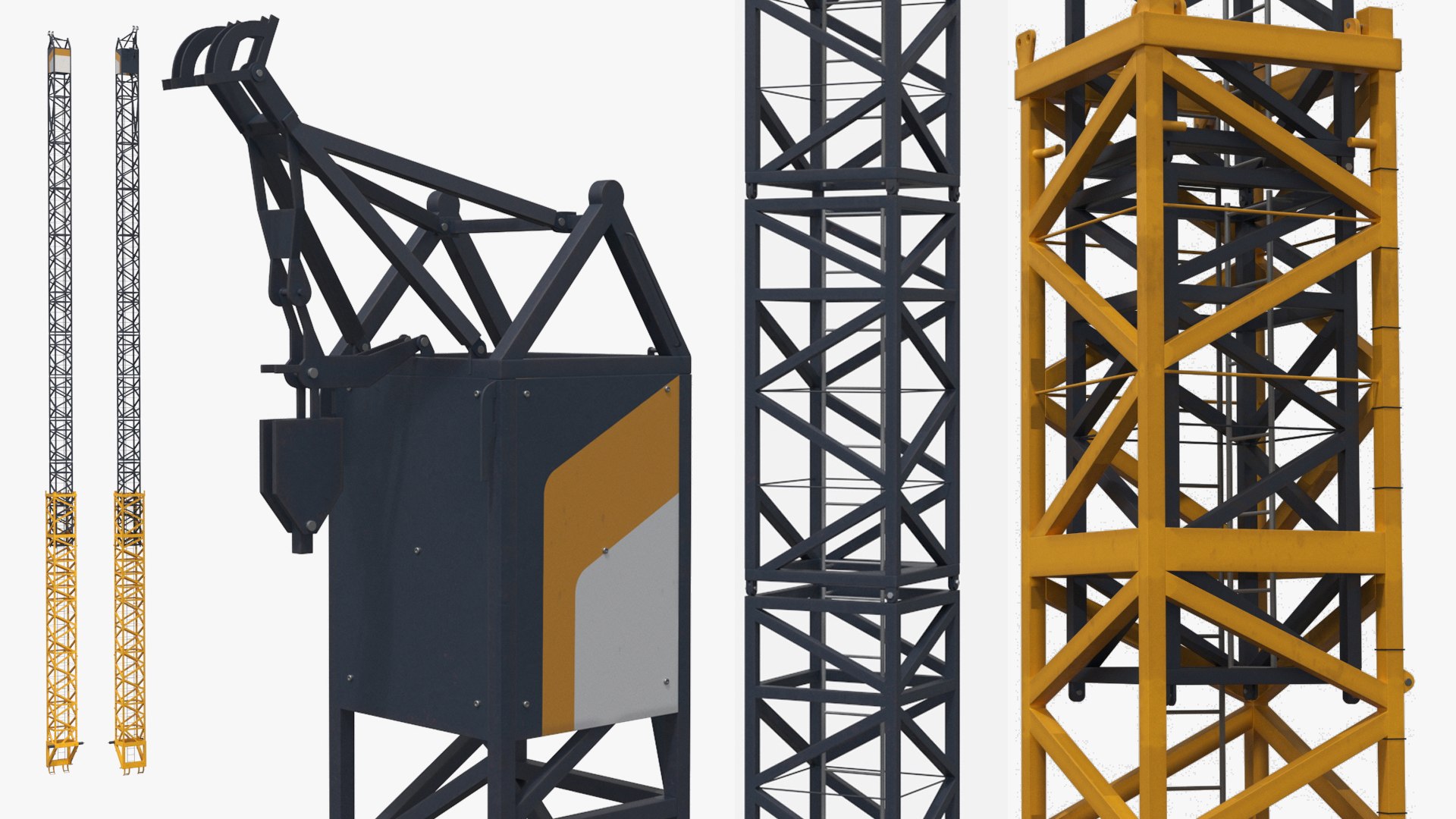Construction Crane Lattice Tower Section 3D model preview