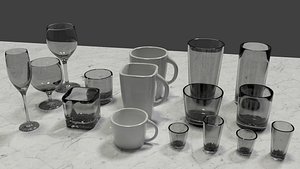 modern glassware glasses 3D model