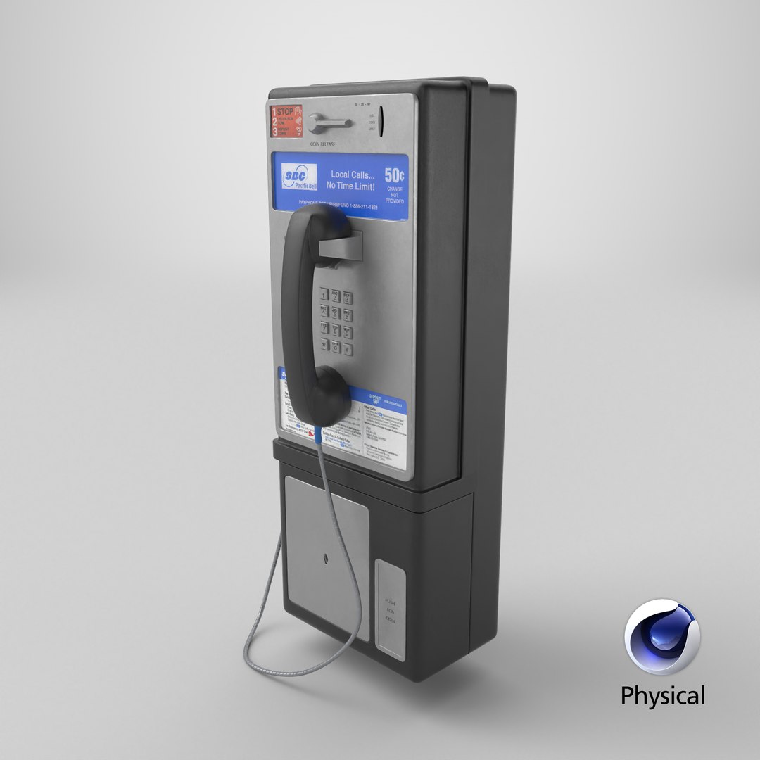 3D Pay Phone model https://p.turbosquid.com/ts-thumb/6b/yJHeIx/5G/stemcell_cinema_4d_physical_render/png/1709284337/1920x1080/fit_q87/2d20eab35040837da255df63876bbe1b29526b58/stemcell_cinema_4d_physical_render.jpg