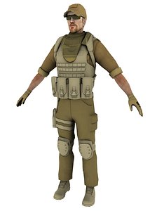soldier rigged gaming 3d 3ds