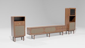 3D Mid-Century Living Room Collection model