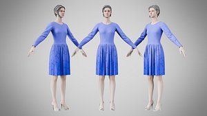 3D Dress 05 Very Light Blue With Design
