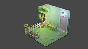 3D Backyard Room 7 Low-poly model
