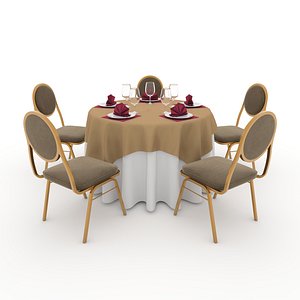 3D Banquet Table and Chair 13 model