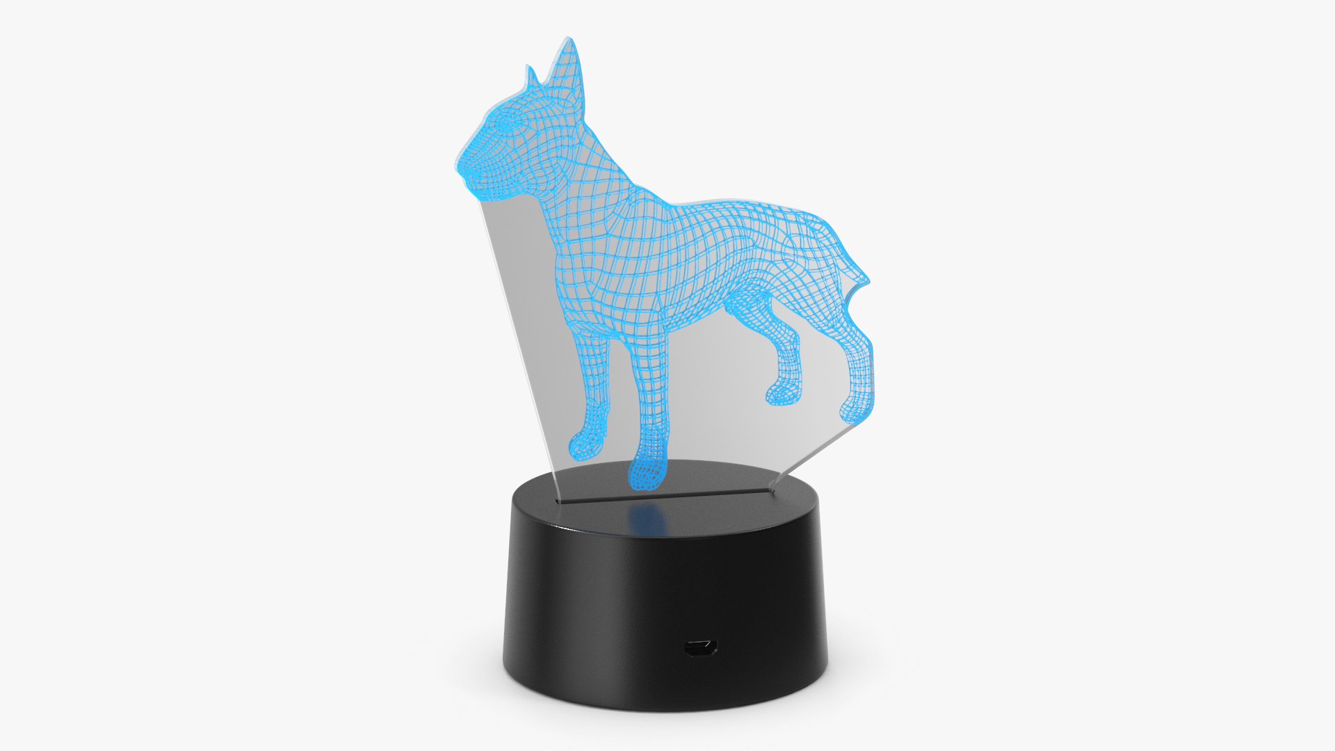 Bull Terrier Dog Hologram Lamp Blue 3D model preview
