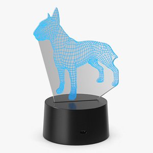 Bull Terrier Dog Hologram Lamp Blue 3D