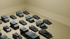Military Vehicles Collection - Low Poly 3D Models Pack Low-poly 3D model
