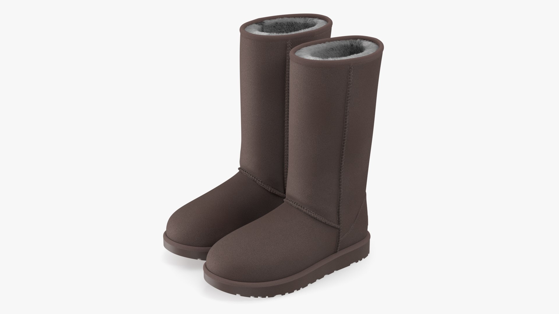 Australian UGG Classic Boots Fur Brown 3D model preview