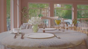 Realistic caffeteria restaurant 3D model