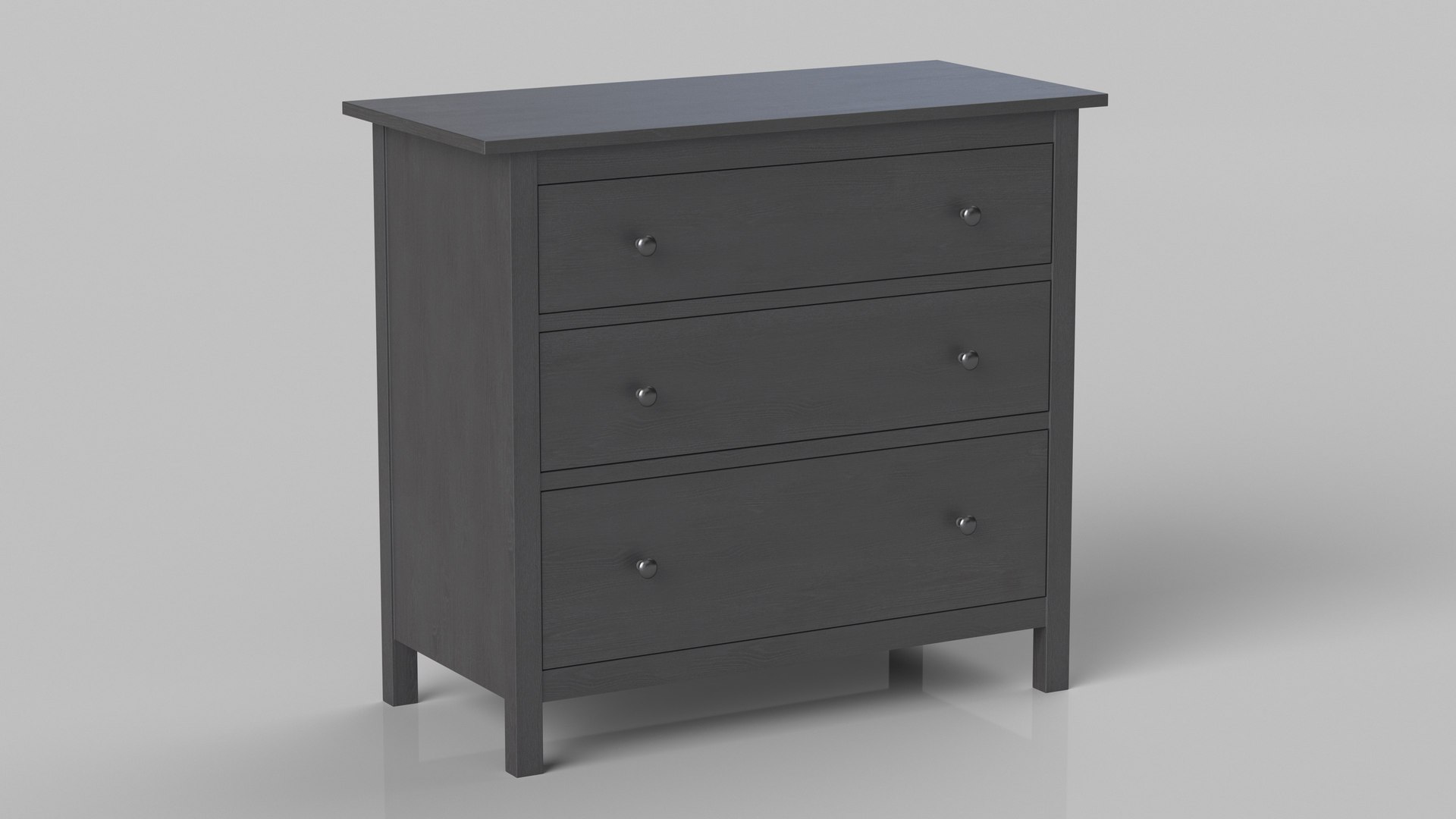 Ikea Hemnes 3 Drawer Chest Dark Gray 3D Model TurboSquid 1960962