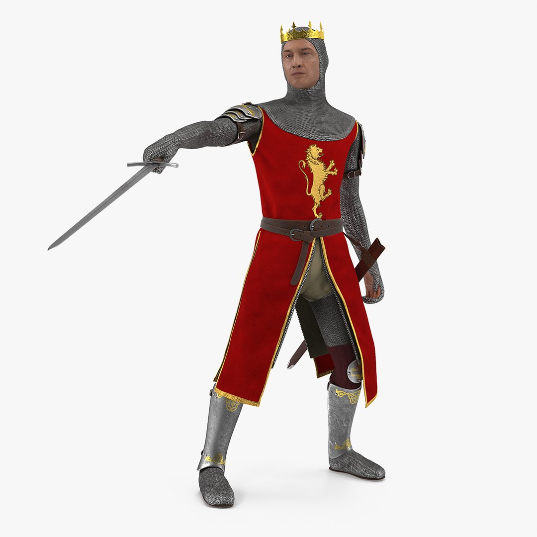 Crusader Knight King with Sword 3D model preview