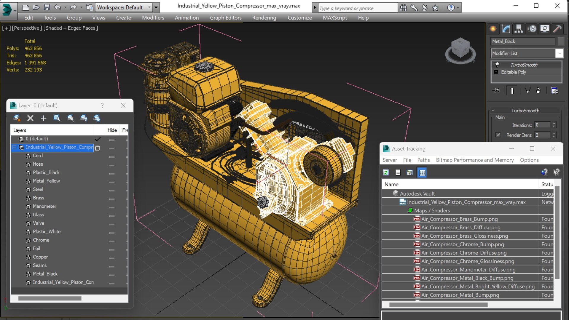 Industrial Yellow Piston Compressor 3D Model - TurboSquid 2143078