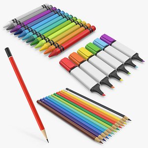 Colored Pencils And Highlighters 3D model