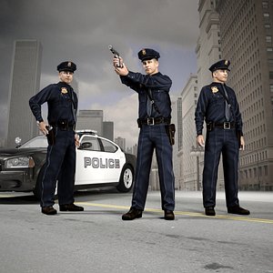 policeman set figures 3D