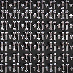 308 Bolt Screw  Head Pack - Low Poly Realistic Kitbash - Industrial Props Set 3D model