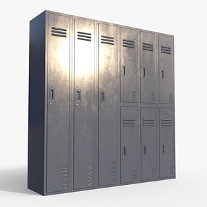 3D PBR School Gym Locker 06 - Grey