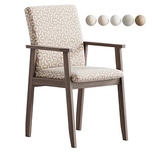 3D Modern Arm Chair with Upholstered Seat and Wood Arms model