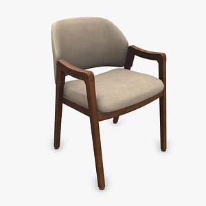 Old Wooden Arm Chair2 Low-poly PBR 3D