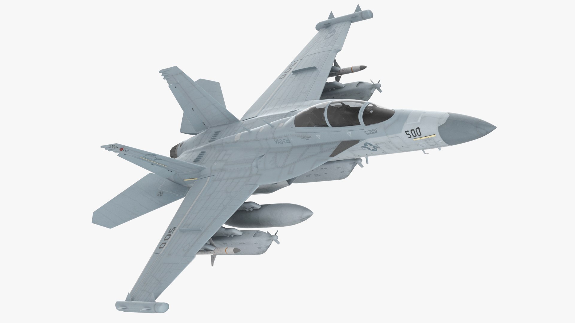 Electronic Warfare Aircraft Boeing EA 18G Rigged 3D model preview