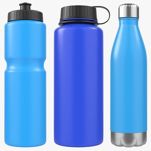 Blue Water Bottles Collection PBR 3D model