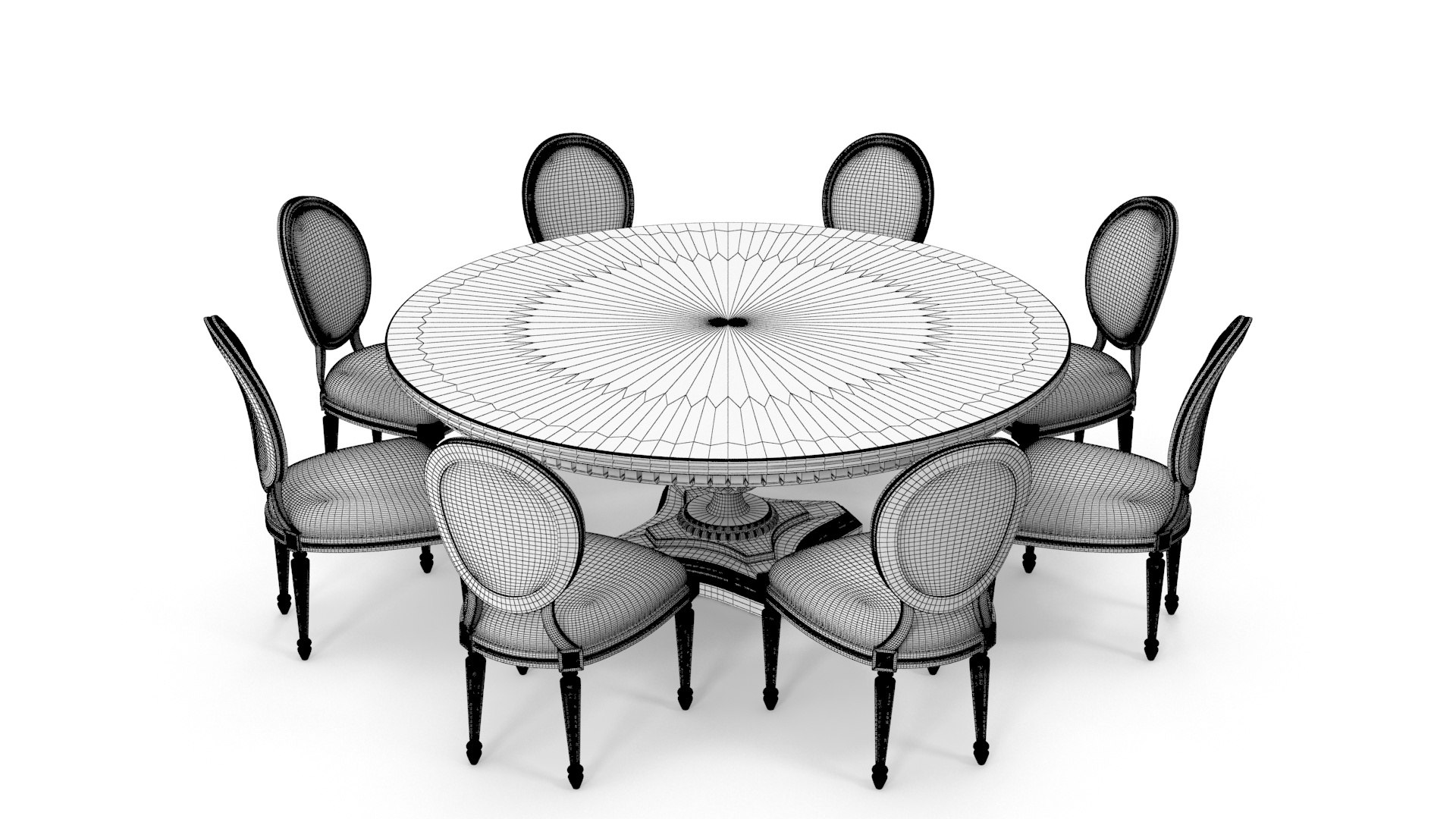 Round Dining Table Set For 8 Persons 3D Model TurboSquid 1770656