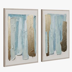 Blue Drift Framed Champagne Painted Wall Art Set of 2 by Z Gallerie