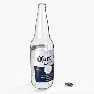 Empty Glass Corona Extra Beer Bottle 24oz model